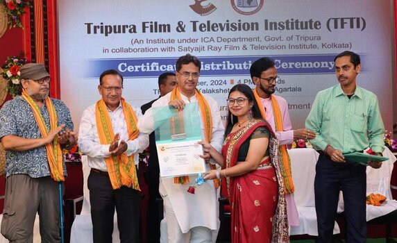 CM Dr. Manik Saha distributes certificates among students of TFTI, Agartala.